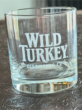 Wild Turkey Branded Clear Whiskey Glass - White Logo